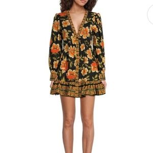 NWT Chelsea & Violet Sz Smal Woven Floral Print A-Line Ruffle Flounce Mini Dress